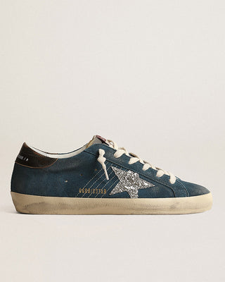 super-star suede with nylon tongue and glitter star - blue/grey/silver/black