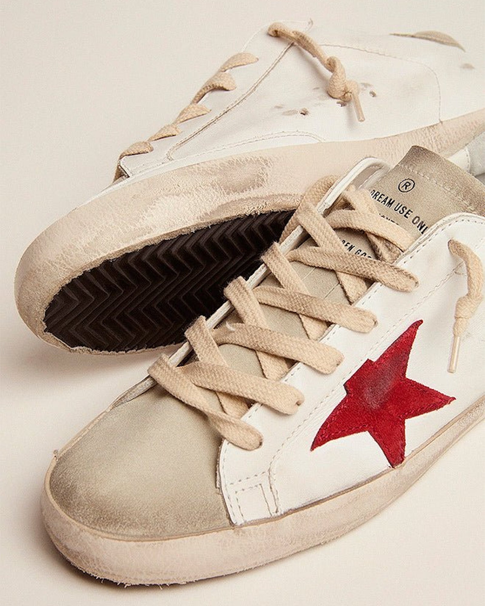 Golden Goose Super Star Suede Star Spur And Heel White Ice Red