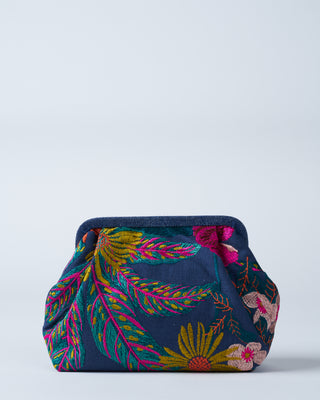 susan embroidered clutch - navy/multi