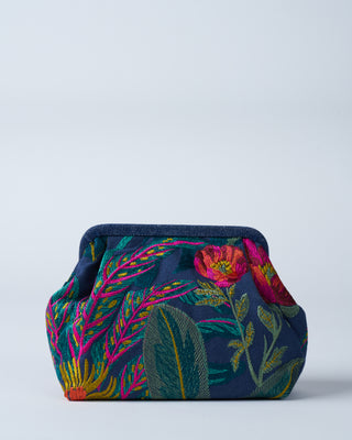 susan embroidered clutch - navy/multi