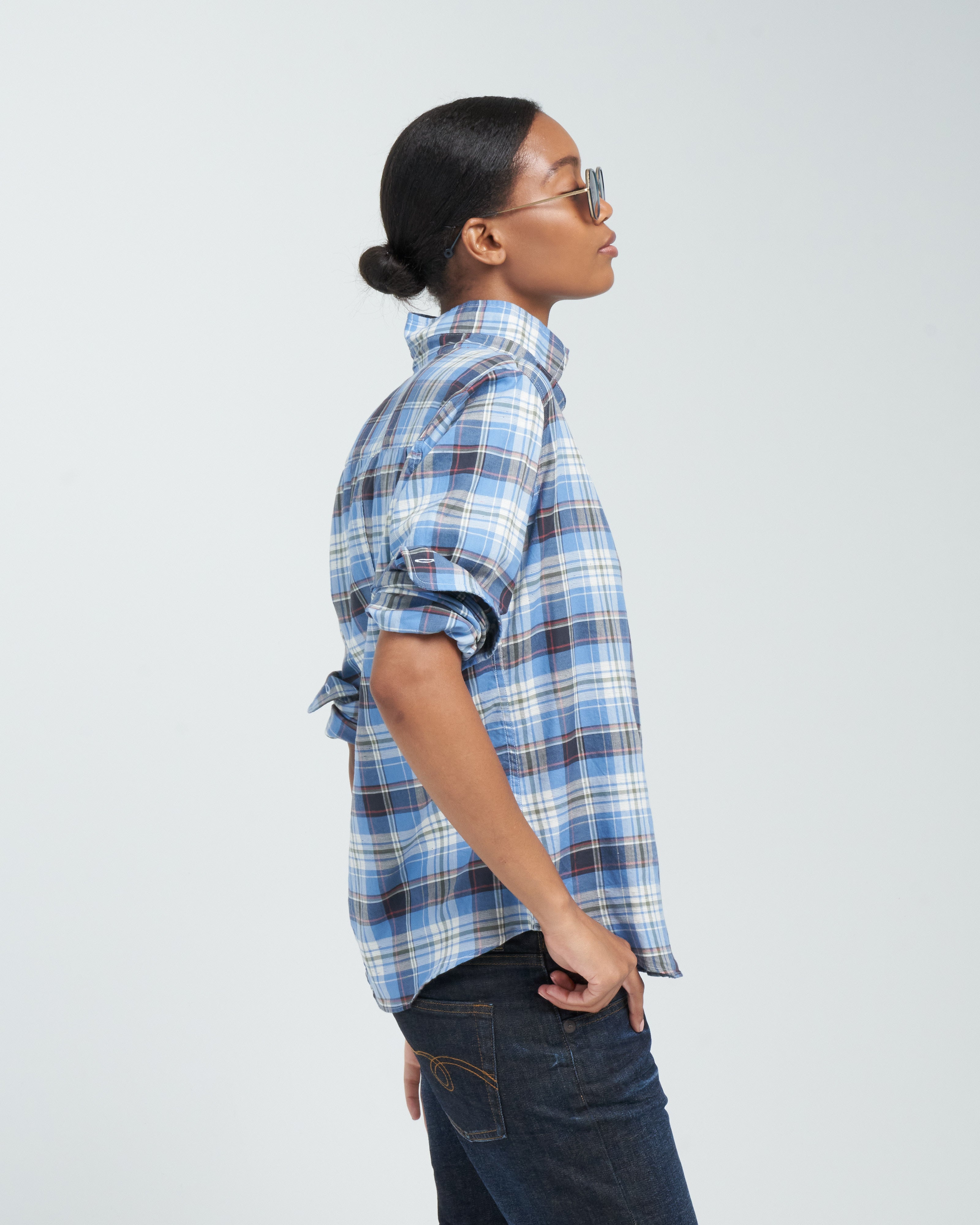 Frank And Eileen Tailored Button Up Shirt Slate, Green, Orange Plaid