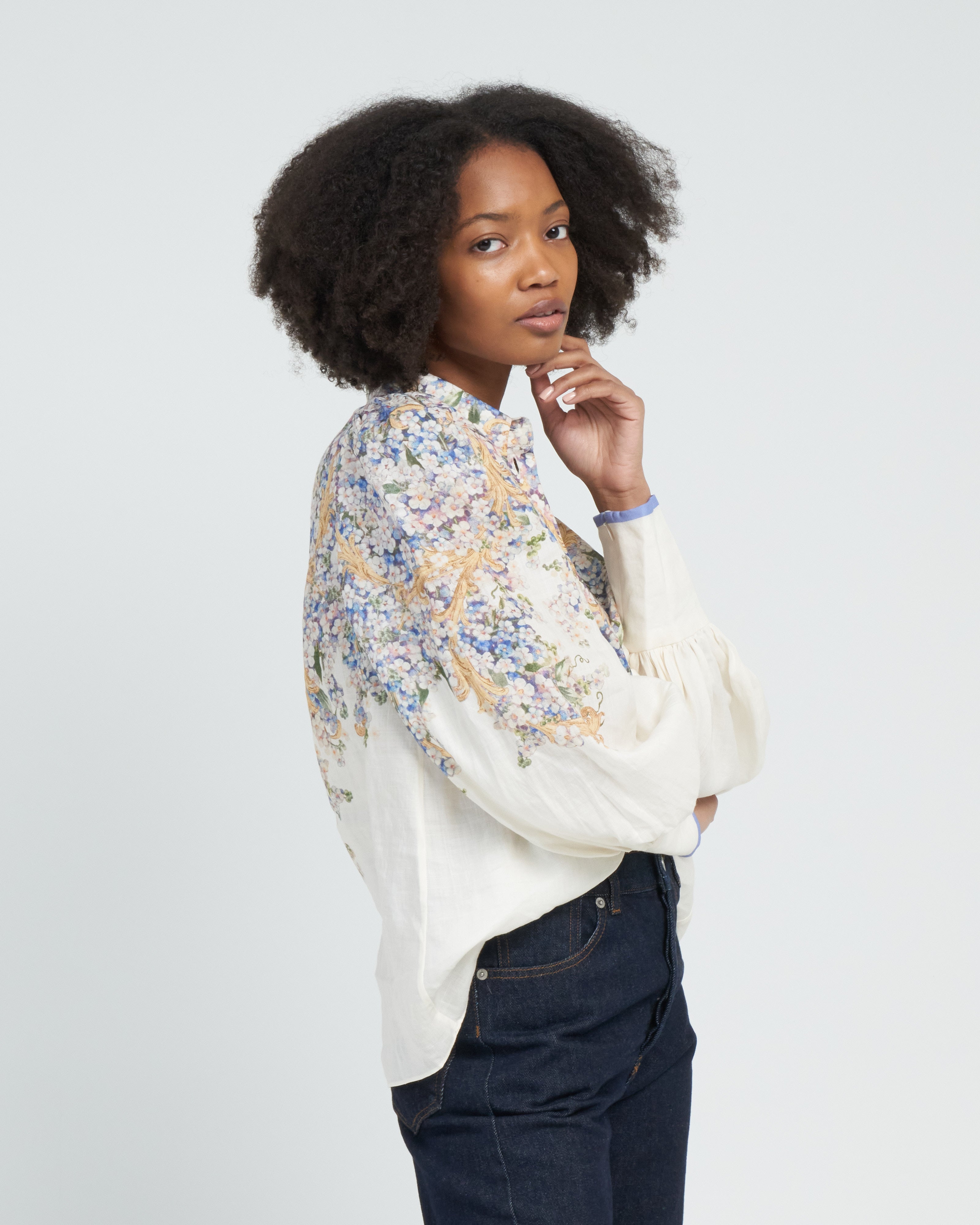 Zimmermann Tama Buttoned Shirt Forget Me Not