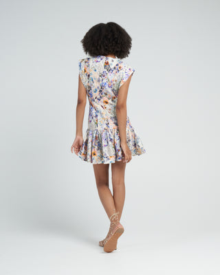 tama flounce short dress - diamond splice print