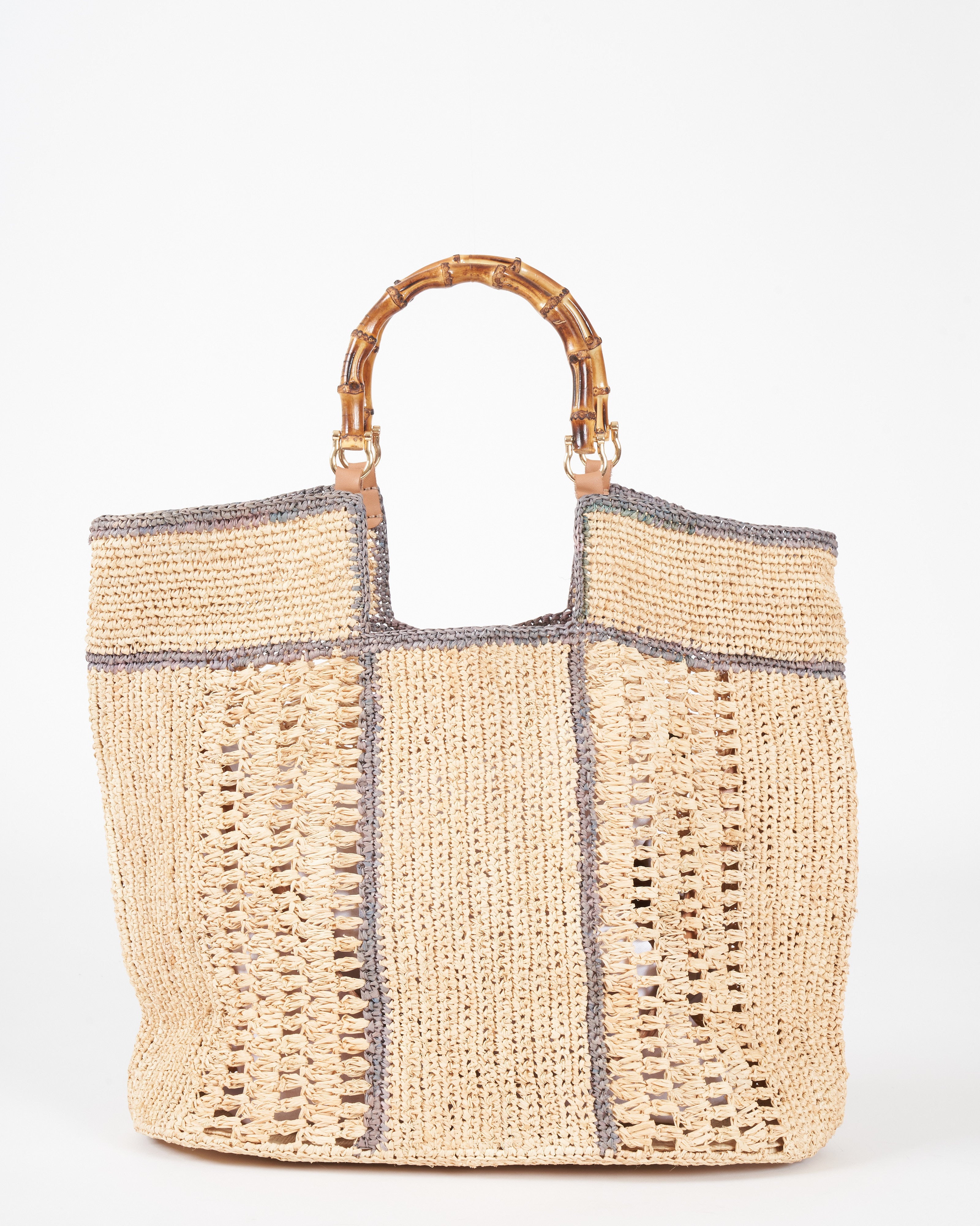 A Point Etc Tampico Bic Tote With Bamboo Handles Naturel Lagon