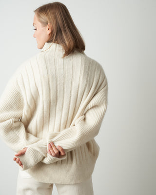 multi stitch high neck sweater - raw white
