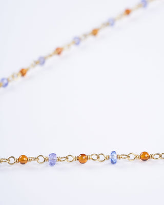 tanzanite and citrine buoy necklace with pendants - orange, purple and gold