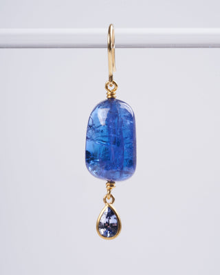 tanzanite and sapphire earrings - blue and gold