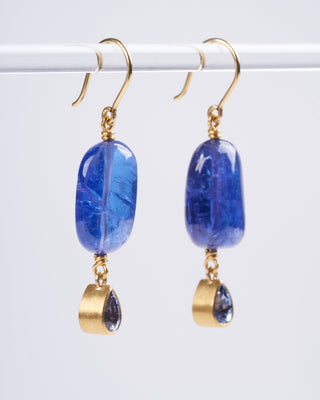tanzanite and sapphire earrings - blue and gold