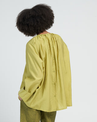 tejat gathered button top - green gold