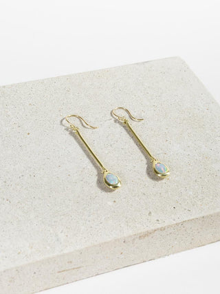 gold cast line opal pendant earrings