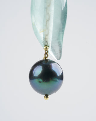 aquamarine and pearl earring - blue/grey