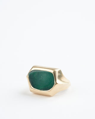 rough cut emerald ring - green/gold