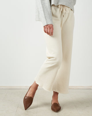 the wide leg cropped sweatpant - washed white