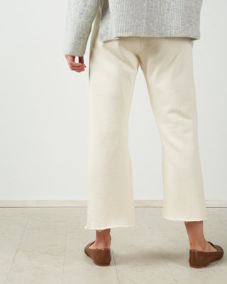 the wide leg cropped sweatpant - washed white