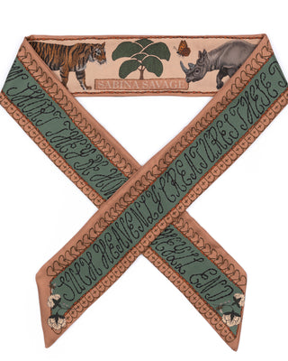 the jaguar's paradise large ribbon - peach/sage