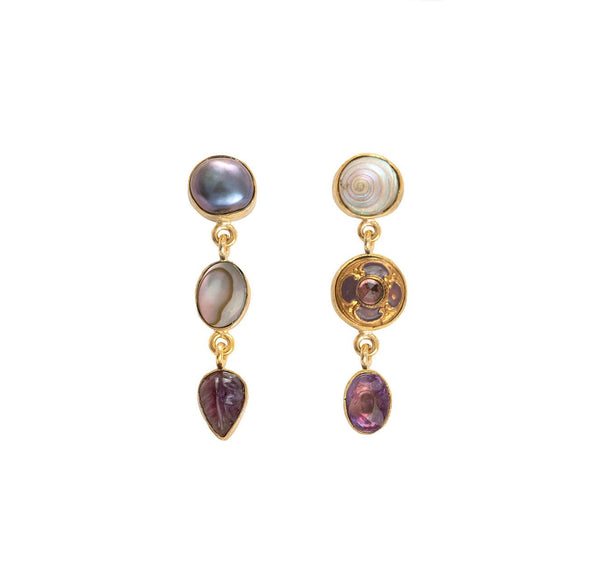 Grainne Morton Three Charm Moving Drop Earrings Assorted