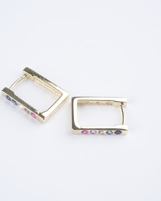 classic double sided small rectangular hoops - multi