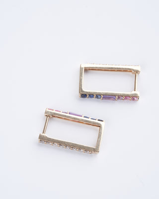 ombre sapphires and diamond two sided rectangular hoop - multi