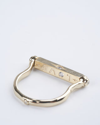 show your love engraved narrow flip ring - gold/ diamond
