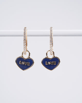 trust your heart openable lock charm - lapis/ gold