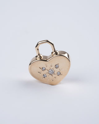 trust your heart openable lock charm - lapis/ gold