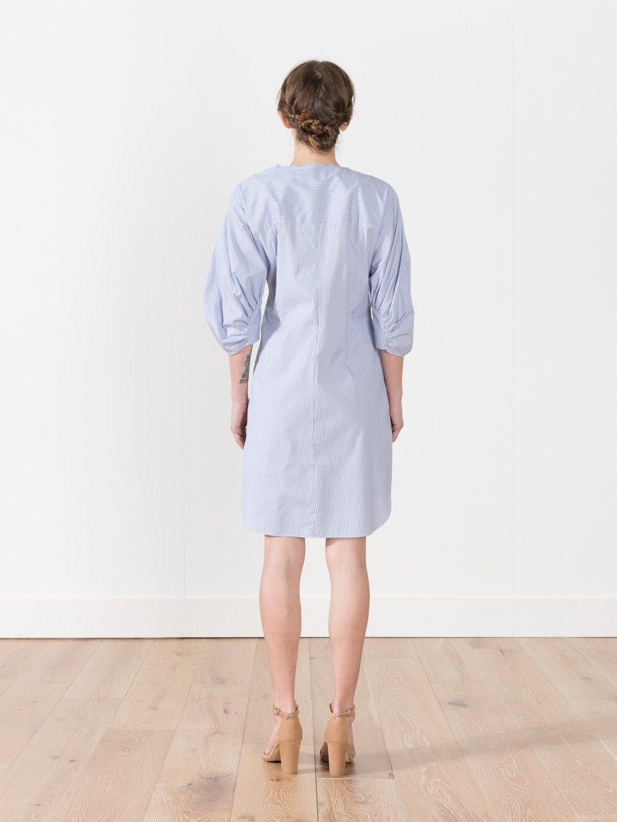 tibi asymmetrical shirt dress Midnight Navy / 00 / OU22VP1439 Viscose Plainweave Asymmetric Flap Snap Dress