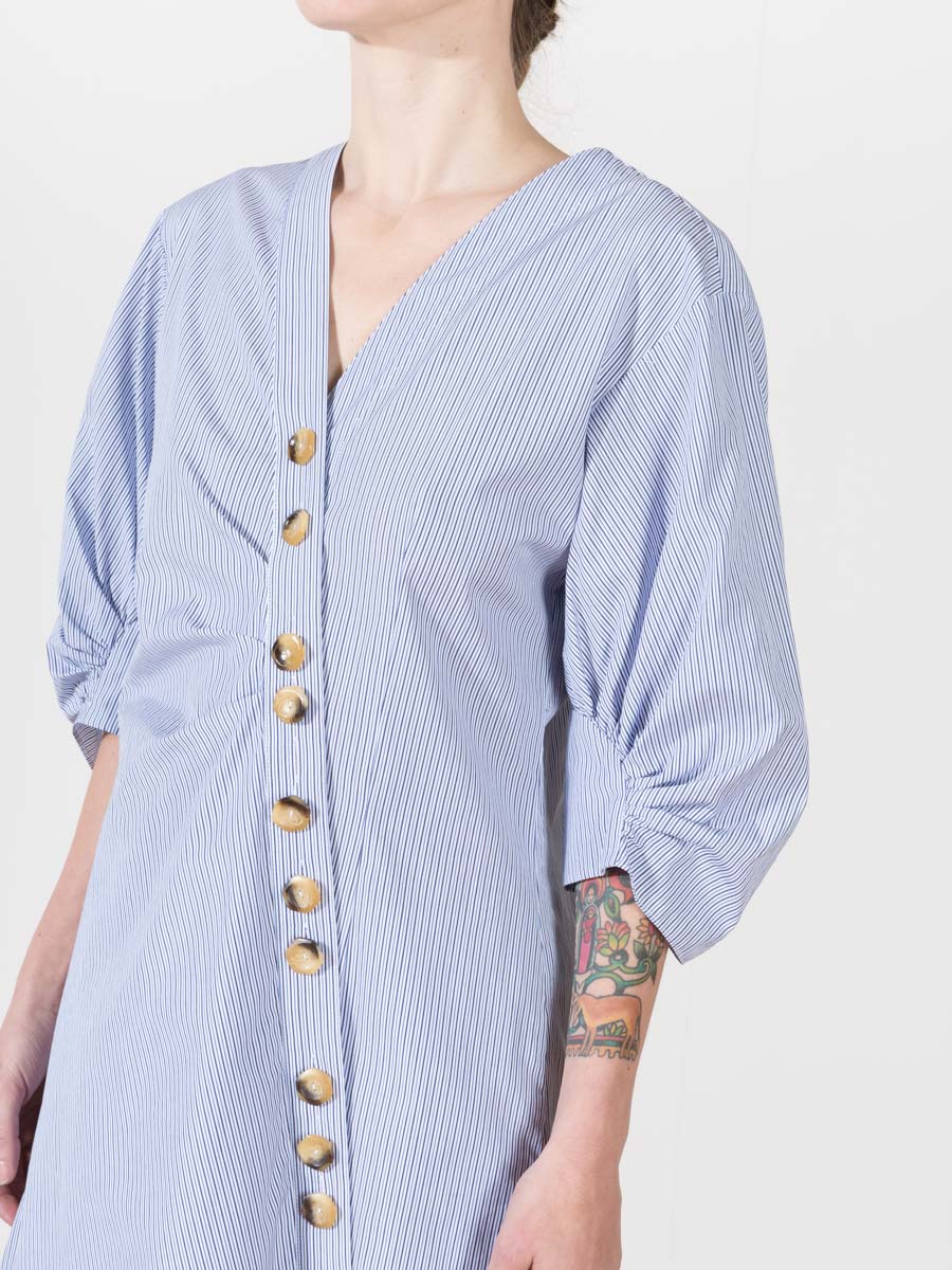 Tibi Asymmetrical Shirt Dress in Blue Multi Tibi Asymmetrical Shirt Dress in Blue Multi