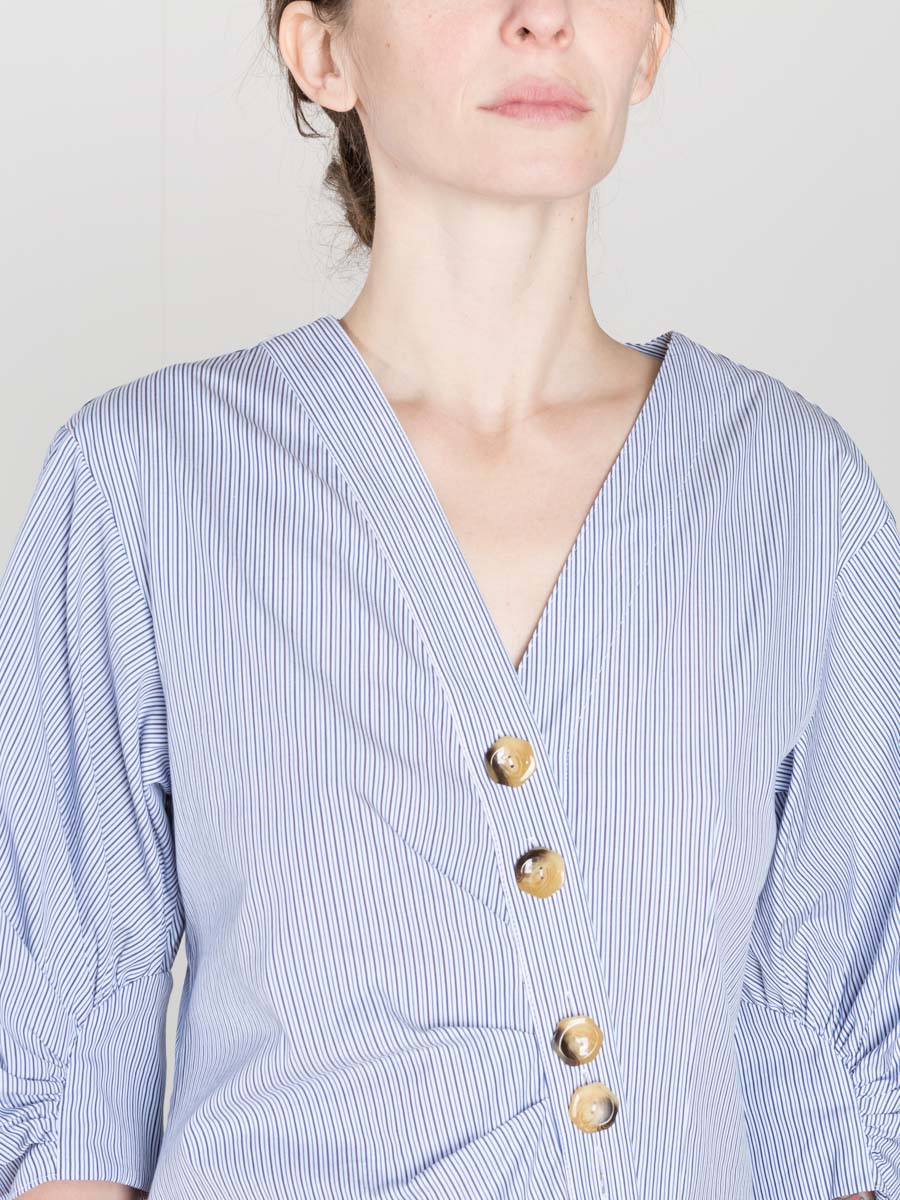 Tibi Asymmetrical Shirt Dress in Blue Multi Tibi Asymmetrical Shirt Dress in Blue Multi