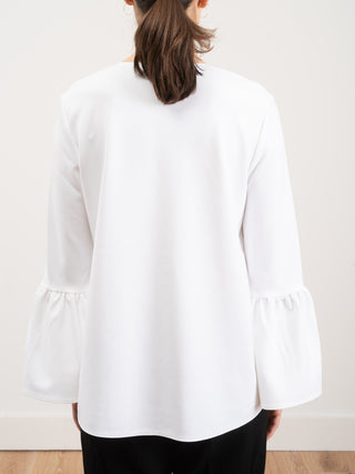 structured crepe v-neck ruffle top
