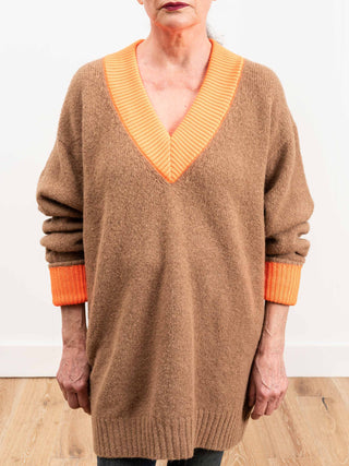 deep v-neck contrast sweater