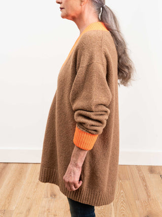 deep v-neck contrast sweater