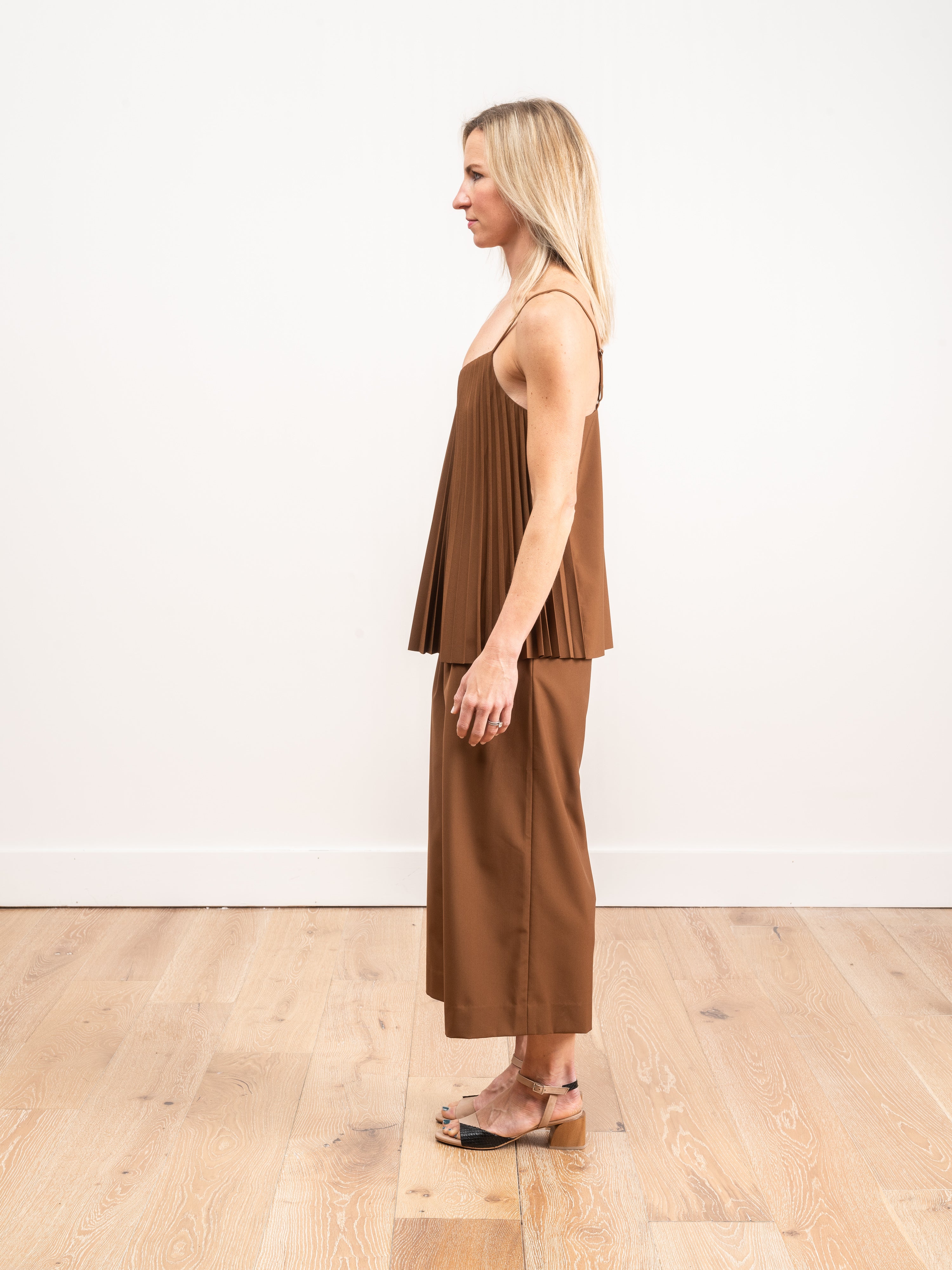tibi edith pleated dress Tibi Edith Pleating Sleeveless Dress Pebble Grey
