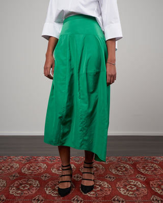 italian sporty nylon asymmetrical balloon skirt - jadeite green