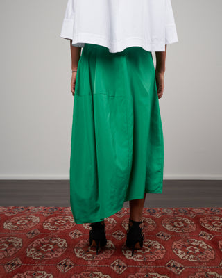 italian sporty nylon asymmetrical balloon skirt - jadeite green