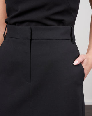luxe plainweave maxi trouser skirt - black