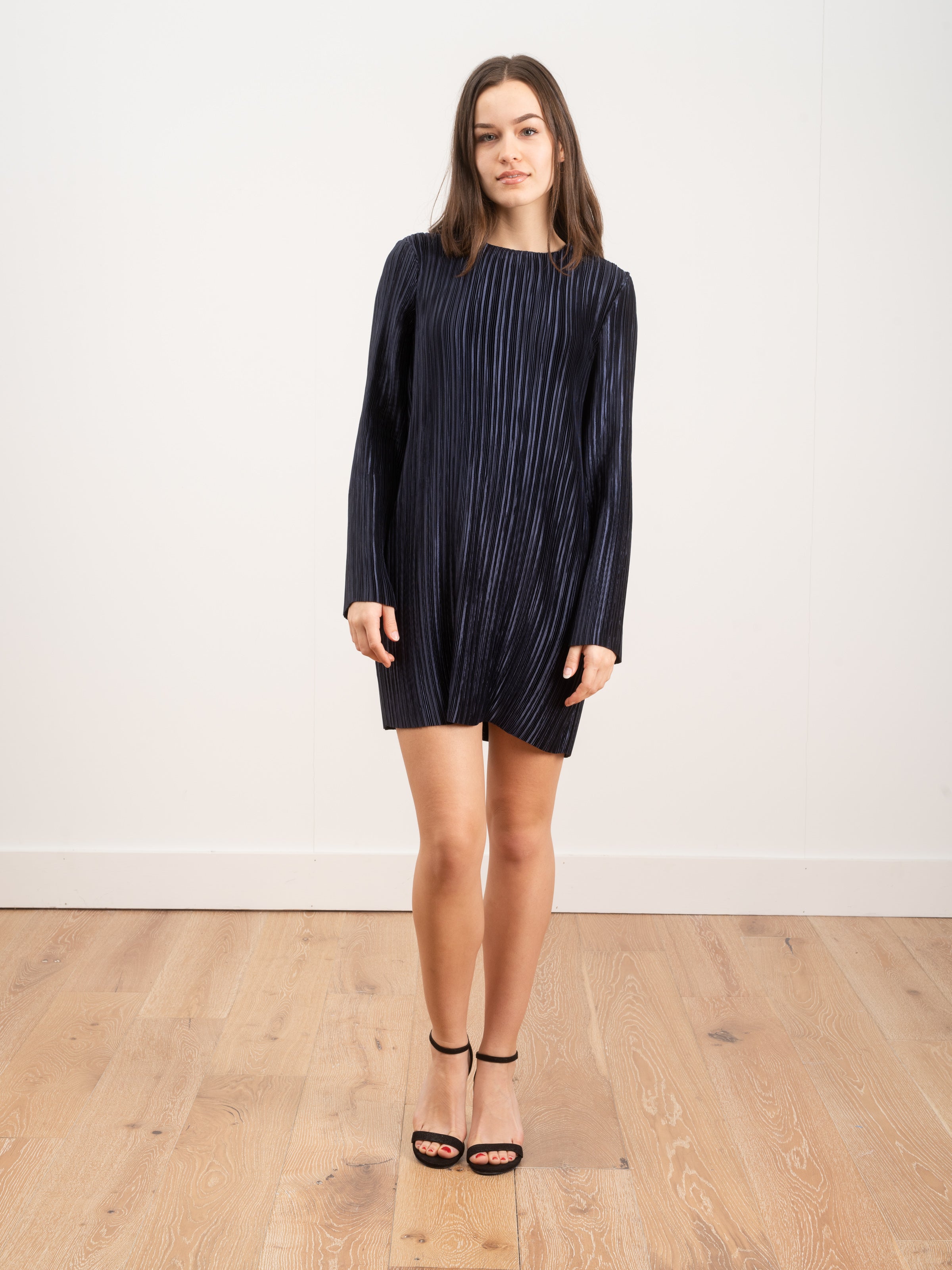 Tibi Plisse Mini Dress Navy Tibi Plisse Mini Dress Navy