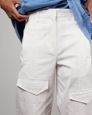 organic cotton twill cargo pants - winter white