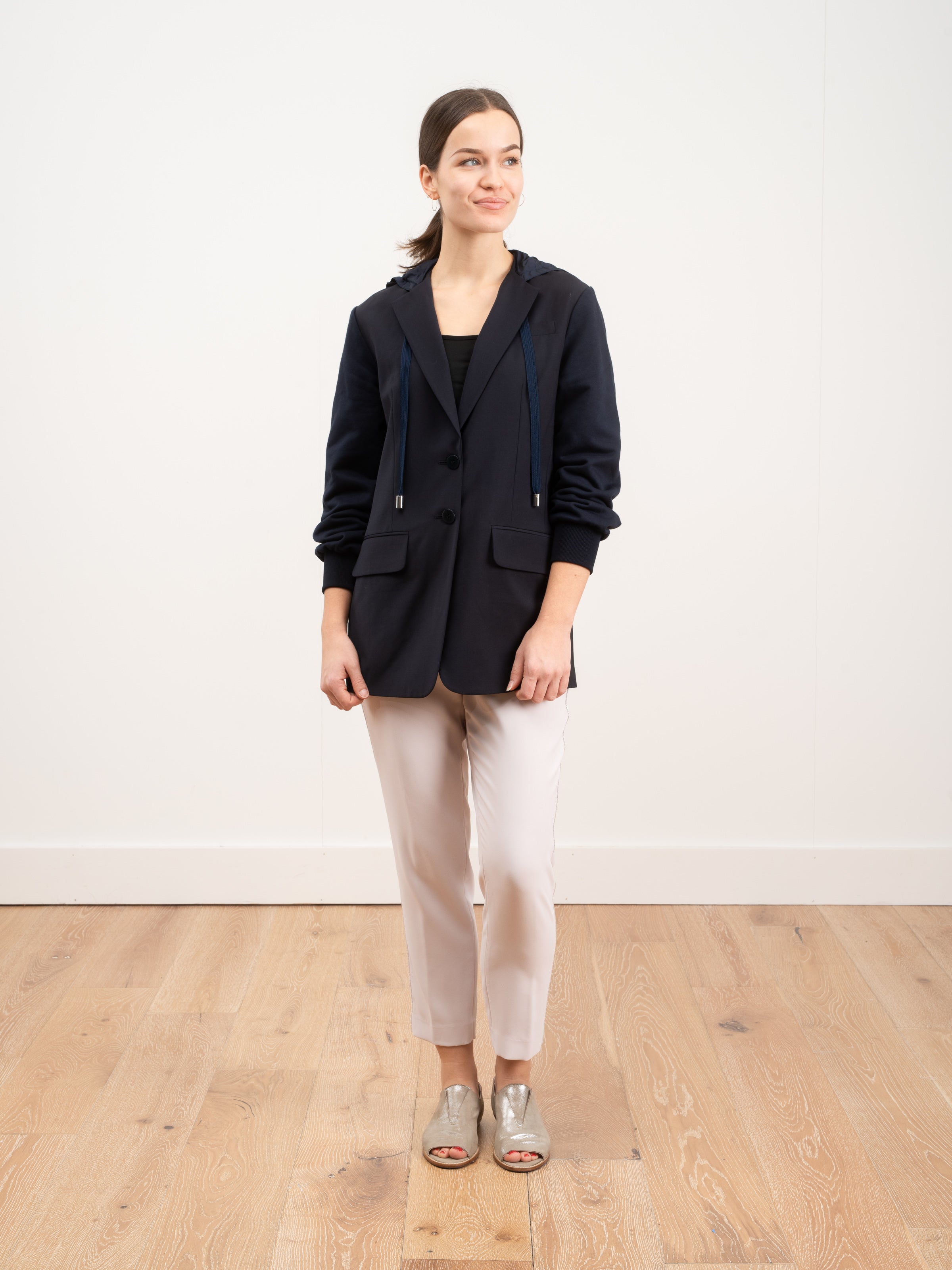 Tibi Reversible Hoodie Blazer Navy