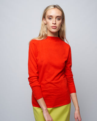skinlike mercerized wool soft sheer pullover - red