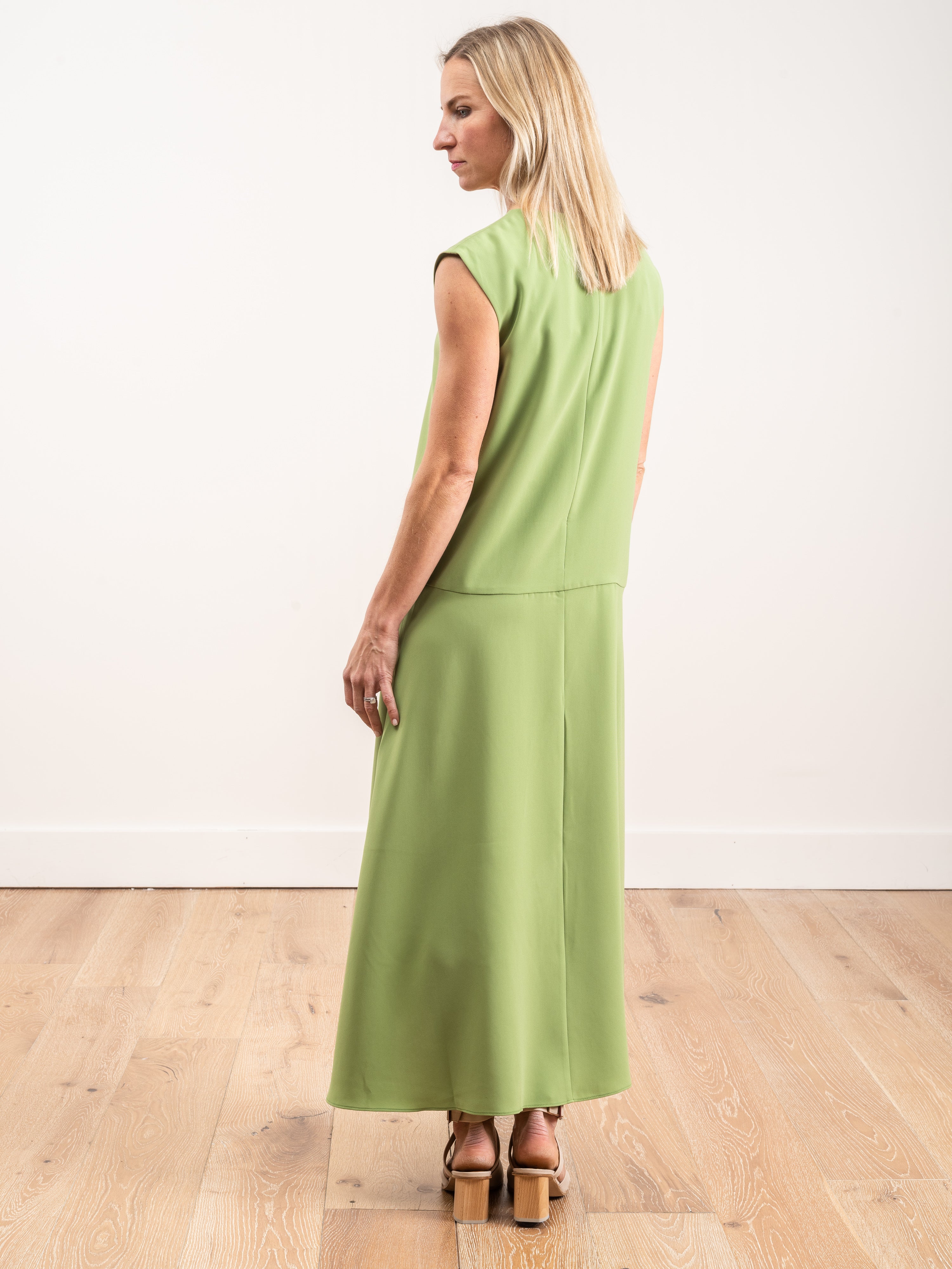 Tibi Spring Triacetate Vneck Dress Grass Tibi Spring Triacetate Vneck Dress Grass