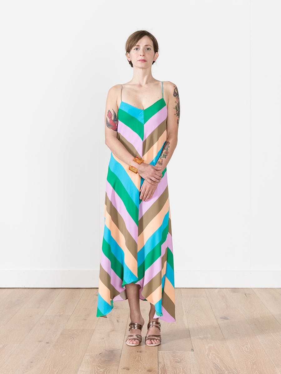 Tibi Striped Slip Dress in Multi Tibi Striped Slip Dress in Multi