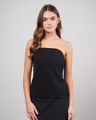 structured crepe tube top - black