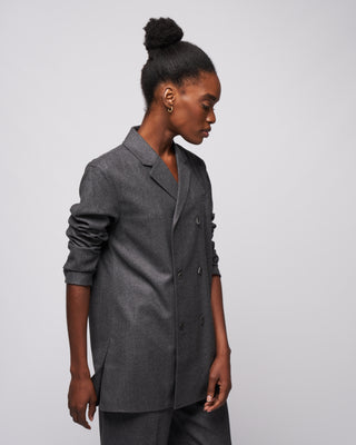 superfine wool flannel slim db shirt jacket - medium heather grey