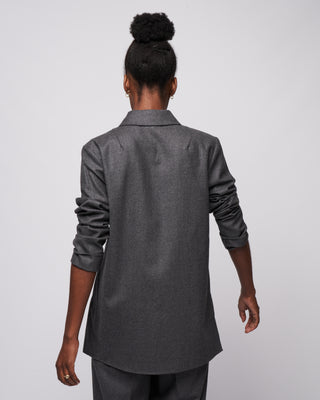 superfine wool flannel slim db shirt jacket - medium heather grey