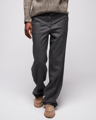 superfine wool flannel rodney straight leg trouser - medium heather grey