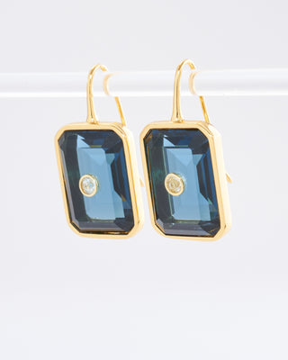 tile earrings in denim