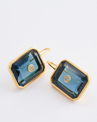 tile earrings in denim