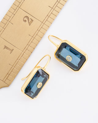 tile earrings in denim