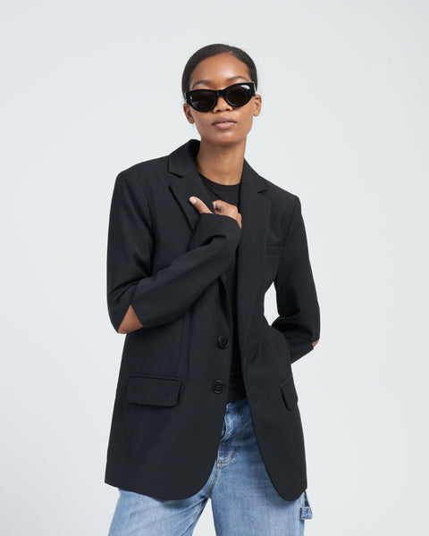 Tibi Tropical Wool Cutout Sleeve Marlon Blazer Black Tibi Tropical Wool Cutout Sleeve Marlon Blazer Black
