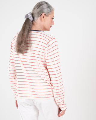 saylor sweater - white/red stripe